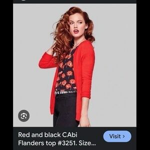 CAbi orange poppy poly fall tunic short sleeved Flanders top L bust: 46” #3251